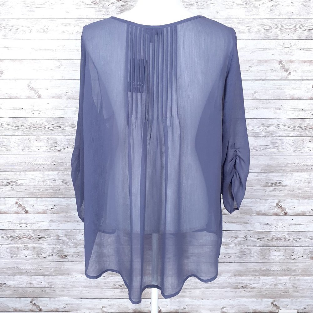 Torrid Womens Blouse Sz 1 Sheer Top Gray 52A - Picture 3 of 6